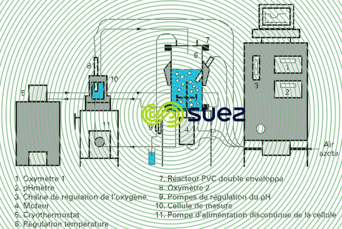 Mesure RO2 vitesse décroissance concentration O2 cellule fermée