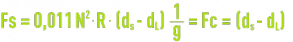 Formule : force de séparation Fs de la particule par rapport à l'eau
