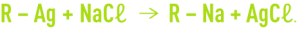 Echange ions - réaction non réversible échangeur saturé d'ions argent