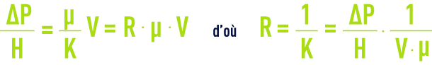 Formule : filtration en profondeur loi de Darcy