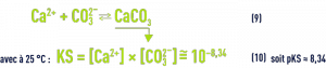 Formule : pHS - équilibres et constantes thermodynamiques équilibre dissolution - précipitation du carbone de calcium