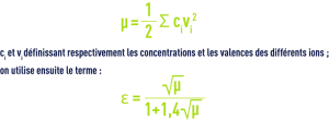 Formule : pHS - équilibres et constantes thermodynamiques - force ionique