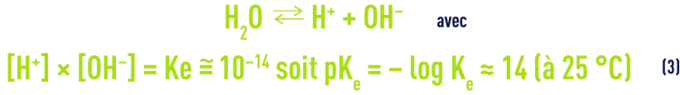 Formule : pHS -équilibres et constantes thermodynamiques - ionisation de l'eau