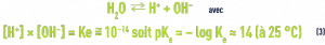 Formule : pHS -équilibres et constantes thermodynamiques - ionisation de l'eau