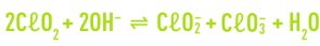 Formule : dioxyde de chlore dismutation en ions chlorite et chlorate