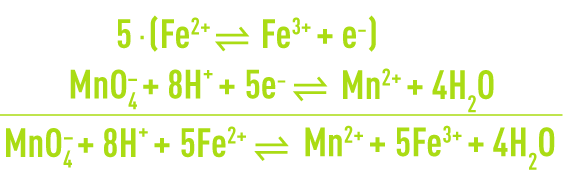 Formule : oxydoréduction - oxydation ion ferreux par le permanganate en milieu acide