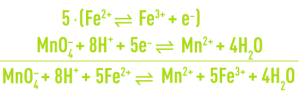 Formule : oxydoréduction - oxydation ion ferreux par le permanganate en milieu acide