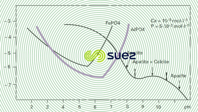 diagramme solubilités phosphates de Fe, Aℓ et Ca
