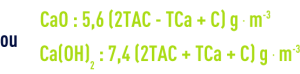 Formule : Dose chaux nécessaire précipittaion carbonate de calcium et magnésie