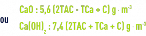 Formule : Dose chaux nécessaire précipittaion carbonate de calcium et magnésie
