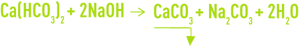 Formule : élimination ions calcium et magnésium par précipitation soude caustique