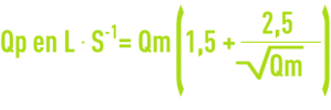 Formule : Quantité d'eau à traiter - débit de pointe de temps sec Qp