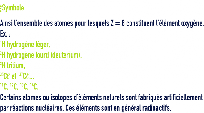 formule : composition de la matière - isotopes