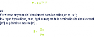 Formule : Écoulement de l’eau dans les canaux - Formule de Manning-Strickler