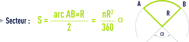 formule : formules géométrie - secteur