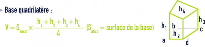 formule : formules géométrie - tronc de prisme base quadrilatère