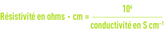 formule : constantes caractéristiques de solution - résistivité conductivité ohms · cm