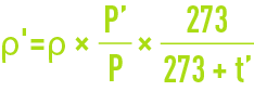 formule : constantes caractéristiques des gaz - masse volumique ρ'