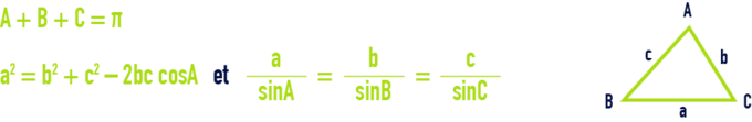 formule : formules trigonométriques angle en radian - triangles quelconques