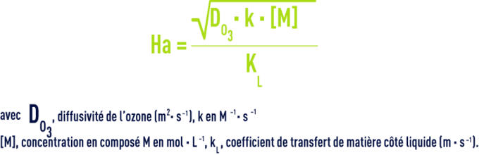 Formule : Critères de choix des réacteurs d’ozonation - réaction irréversible d’ordre 2