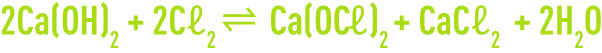 Formule : hypochlorite de calcium - réaction du chlore gazeux avec le lait de chaux