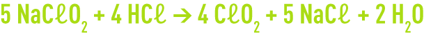 Formule : dioxyde de chlore -  action de l’acide chlorhydrique sur le chlorite de sodium
