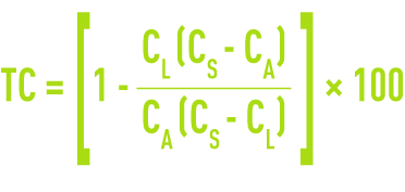 Formule : test de centrifugabilité - rendement d'extraction, taux de capture