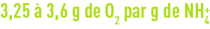 Formule :  oxydation biologique de l’ammonium / quantité d'oxygène