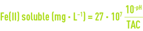 Formule : élimination du fer - Fe (II) soluble