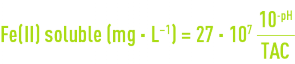 Formule : élimination du fer - Fe (II) soluble
