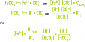 Formule : élimination du fer - précipitation du carbonate