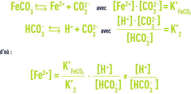 Formule : élimination du fer - précipitation du carbonate